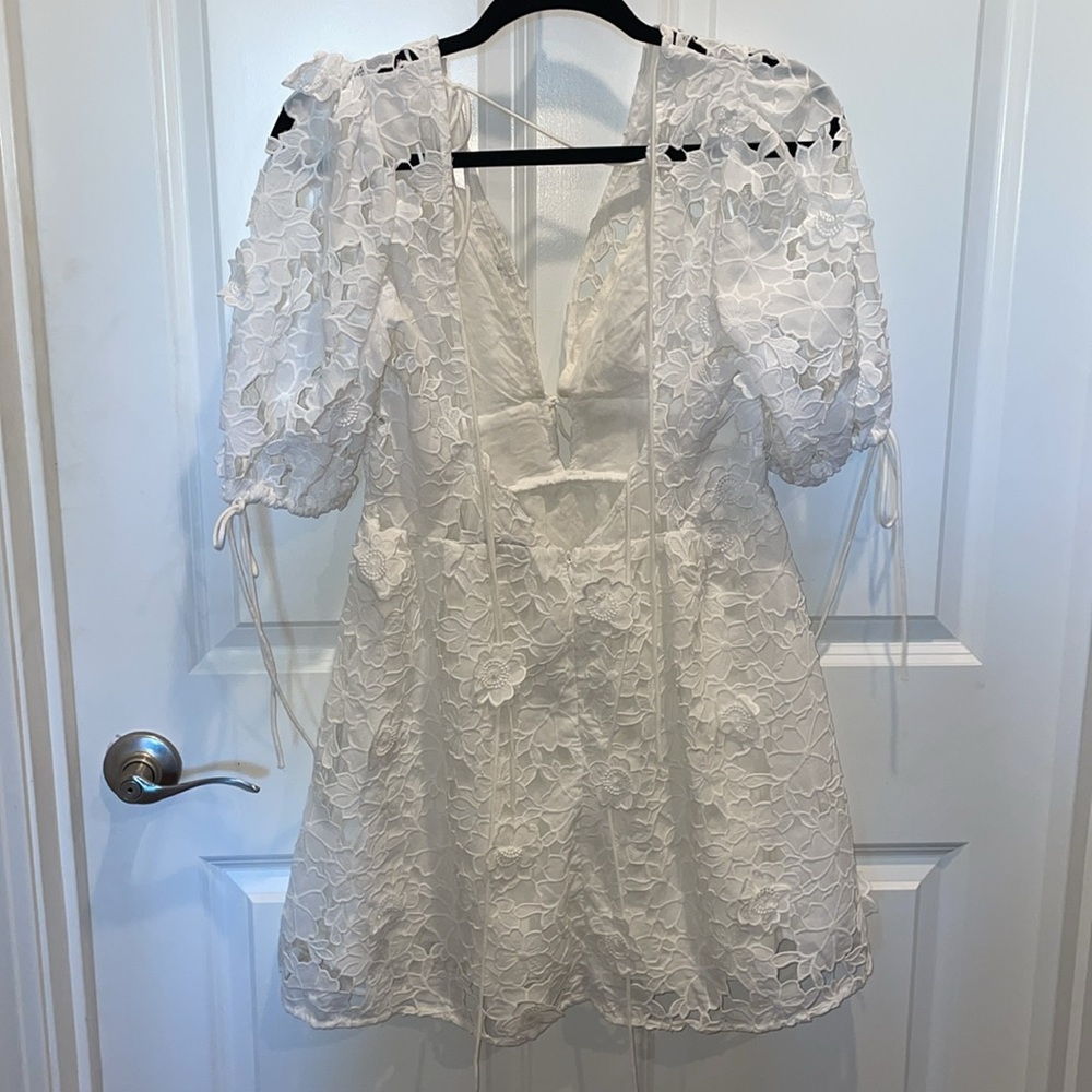 white floral tie front mini dress - Picture 9 of 12